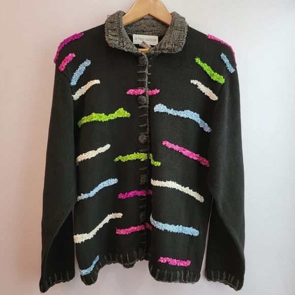 Victoria Harbor Sweaters - Victoria Harbor Vintage Collared Button Cardigan Size L